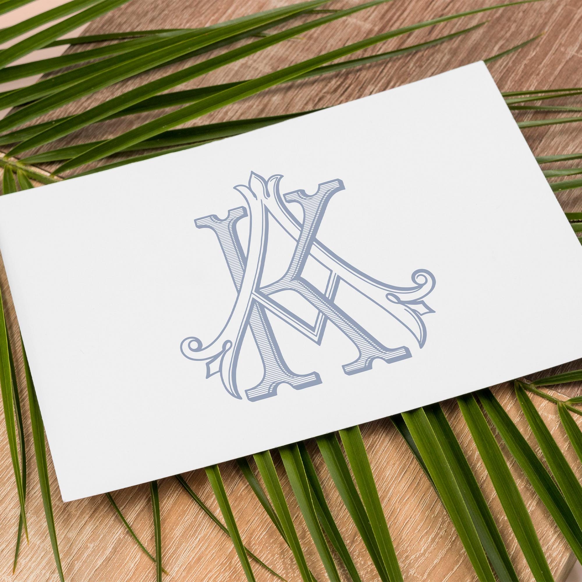 Vintage KA-AK Wedding Monogram: Intertwined Initial Design (digital ...