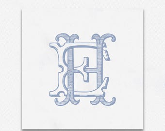 JY YJ Vintage Wedding Monogram Logo Design SVG 2-letter Monogram