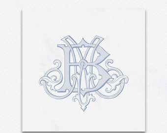 Ornate BM Wedding Monogram: Custom Intertwined Logo (Digital Download)