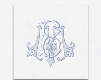 Vintage MB - BM Monogram SVG, Wedding Invitation Design (Digital Download)