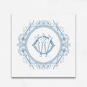 Vintage Wedding Monogram Crest: Ornate Initials Logo (Digital Download)