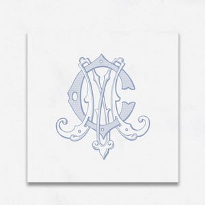 Monograma CM - MC, monograma personalizado, monograma de boda, hecho a mano, logotipo de boda, monograma ornamentado, entrelazado, diseño de boda, descarga digital