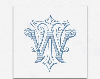 Vintage WT-TW spleciony monogram ślubny (do pobrania cyfrowego)