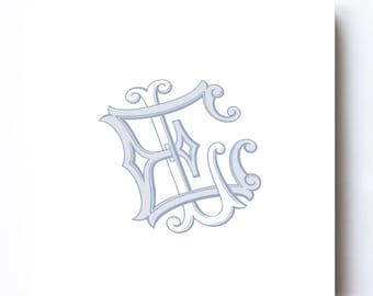 Monograma de boda EL-LE: Diseño entrelazado ornamentado (Descarga digital)