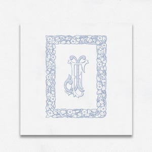 JF - FJ Monogramma, Cornice elegante, Monogramma da matrimonio vintage, Cornice vintage, Cornice ornata, Monogramma antico, Download immediato