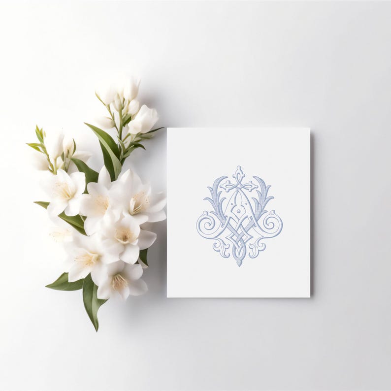 Vintage VA/AV Intertwined Wedding Louis Monogram (Digital Download) image 2