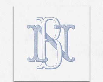 Monograma de boda entrelazado NB-BN (Descarga digital)