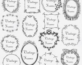 Floral Crest Vector Frames: Vintage Wedding Design (SVG, PNG, PDF)