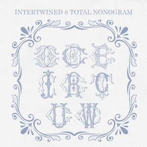 Vintage Intertwined Monogram Bundle: Wedding Crest Logo (Digital File)