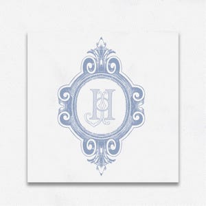 Vintage Wedding Monogram Crest: Ornate Initial Logo (Digital Download)