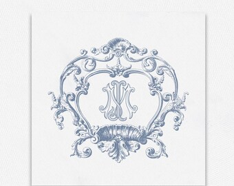 Vintage Wedding Monogram Logo: Elegant Ornate Frame (Digital Download)