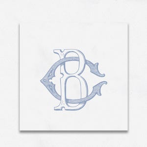 Monograma CB-BC, monograma personalizado, monograma de casamento, feito à mão, logotipo de casamento, monograma ornamentado, entrelaçado, design de casamento, download digital