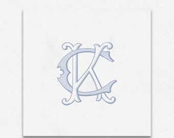Custom CK/KC Wedding Monogram: Ornate Intertwined Design (Digital Download)