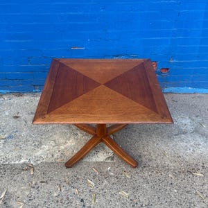 Drexel Walnut Square Table Designed By Barny Flagg