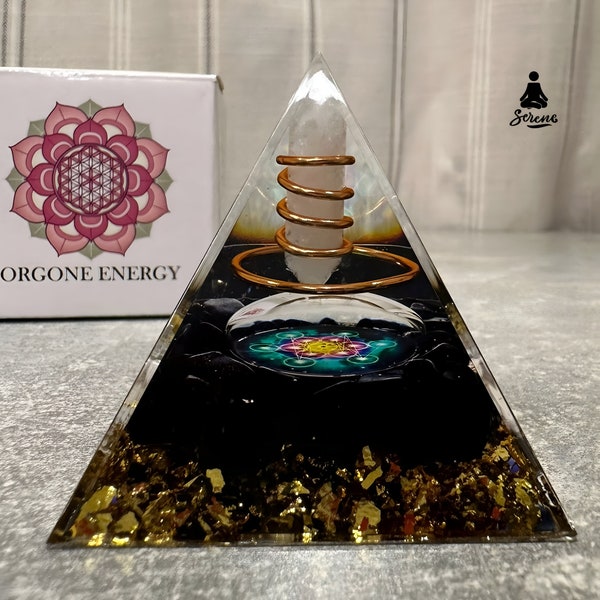 Natural Crystal Orgonite Pyramid - Handmade Orgone Pyramide Copper Spiral Grade A++ Healing EMF Protection Home Decor Reiki Chakra Spiritual