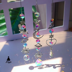 Suncatcher Crystals - Window Crystal Rainbow Chaser Prism Handmade Sun Catcher Hanging Ornament Boho Decor Ideal Gift for Lunar Lovers