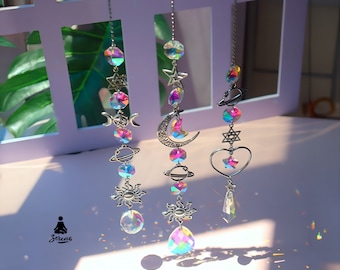 Suncatcher Crystals - Window Crystal Rainbow Chaser Prism Handmade Sun Catcher Hanging Ornament Boho Decor Ideal Gift for Lunar Lovers