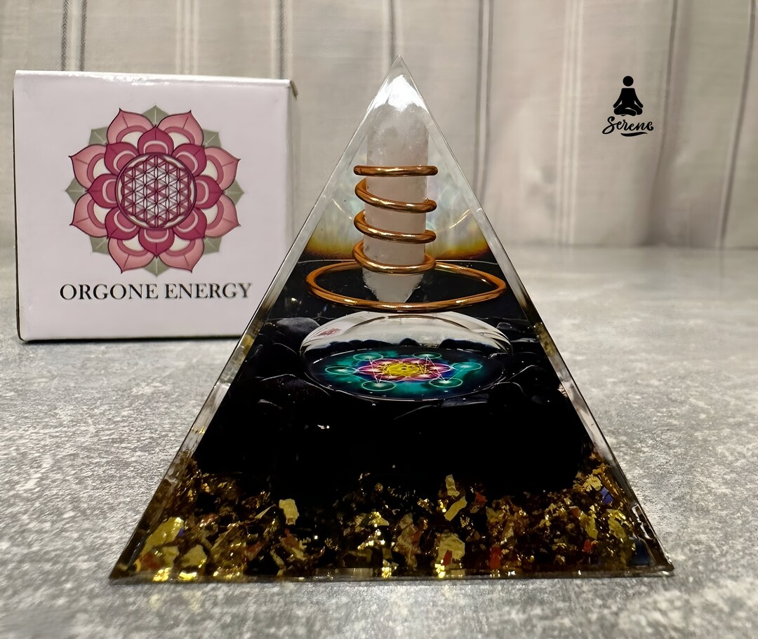 Natural Crystal Orgonite Pyramid Handmade Orgone Pyramide Copper Spiral