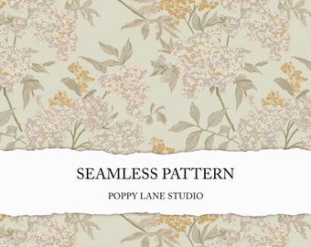 soft elderflower pattern, cream floral print, beige flower background, elderflower seamless file, elegant custom fabric, elderflower design