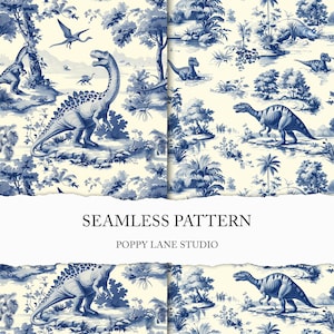 motif toile de jouy dinosaure, dino jouy, papier numérique dinosaure, tissu dinosaure, toile JPEG, modèle sans couture dinosaure, conception jurassique