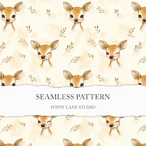 cute deer print, baby deer pattern for kids, yellow fawn background, baby deer seamless pattern, children&#39;s seamless, deer digital paper