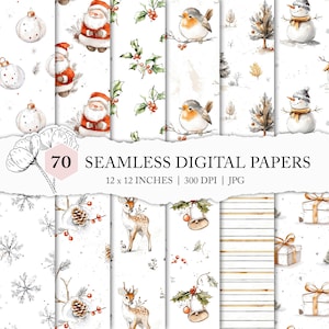 Christmas seamless pattern, minimalistic Christmas, watercolor Christmas background, classical Christmas digital paper, white Xmas printable