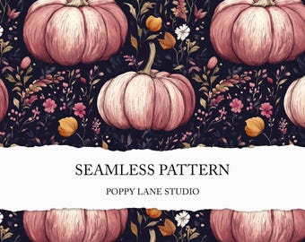 pink pumpkin pattern, fall seamless background, Halloween digital paper, repeating pumpkin paper, custom fabric pattern, cute pumpkin print