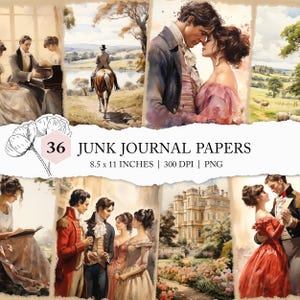 Pages de journal indésirables Orgueils et préjugés, papier numérique aquarelle Orgueils et préjugés, papier de journal Jane Austen, papier de scrapbooking littéraire