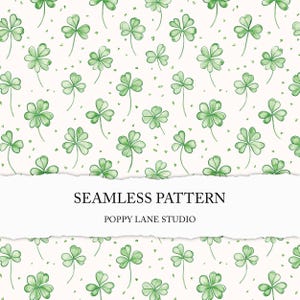 Modèle sans couture trèfle, papier numérique trèfle à quatre feuilles, arrière-plan transparent St Patrick, tissu personnalisé trèfle, motif trèfle, bonne chance