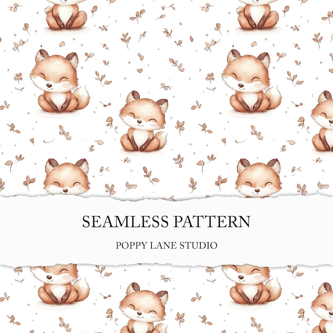 Cute Fox Background Pattern, Watercolour Fox Pattern, Happy Fox ...