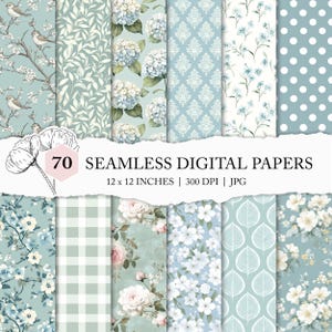 mixed duck egg pattern, duck egg digital paper, blue digital paper, blue damask background, blue flower seamless file, blue printable paper
