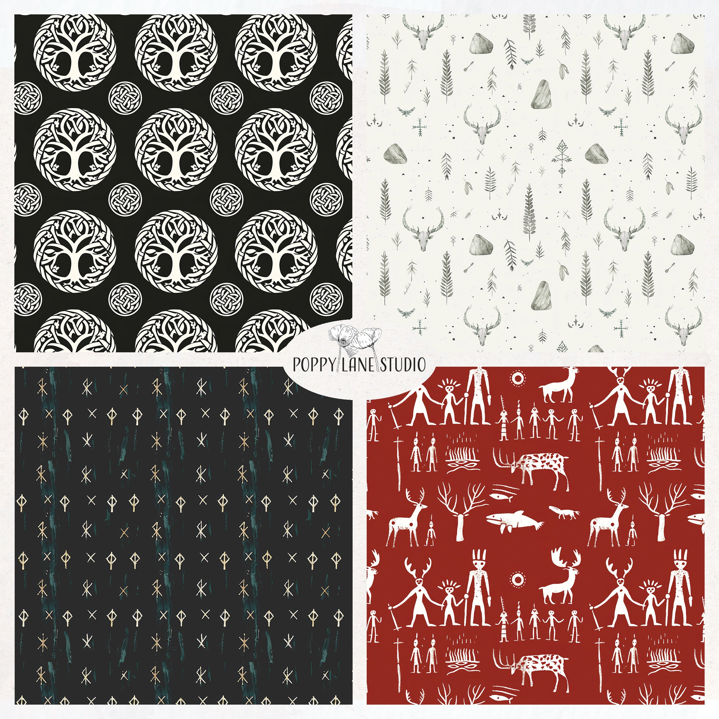Seamless Norse Pattern, Viking Seamless Pattern, Scandinavian 