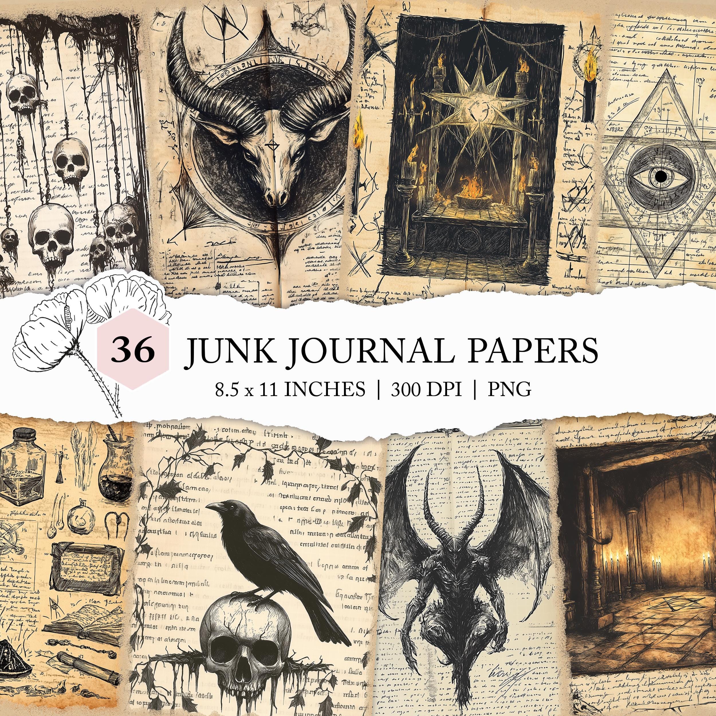 Satanic Journal Occult Pages, Satanism Junk Journal, Occult Digital Paper, Black Magic ...