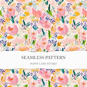 preppy summer floral pattern, artistic pink flower background, colourful mod floral seamless JPEG, seamless pattern, abstract flower print