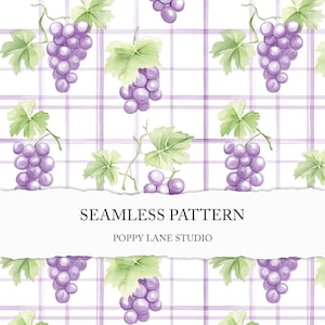 purple grapes digital paper, grape cluster background pattern, watercolour grape seamless pattern, bunch of grapes printable, food seamless