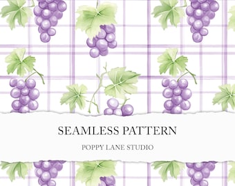 purple grapes digital paper, grape cluster background pattern, watercolour grape seamless pattern, bunch of grapes printable, food seamless