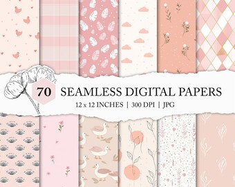 pink minimalistic pattern, pink minimalist background, seamless pink pattern, assorted pink digital papers, fabric design, digital file JPEG