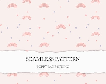 baby girl fabric pattern, simple rainbow background, minimalist baby digital paper, cute rainbow seamless, kids seamless scrapbook paper JPG