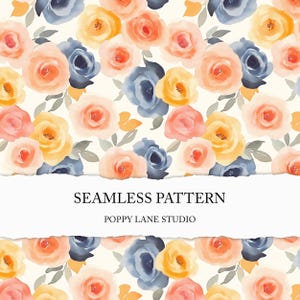 motif abstrait de fleur d'aquarelle, papier numérique de fleur d'aquarelle, perdant l'orange jaune fleur floral rose pivoine printemps été