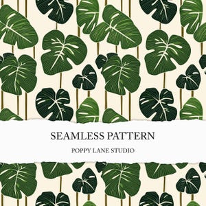 exotic leaf background, monstera seamless pattern, botanical digital background, modern leaf design, monstera scrapbook, tropical fabric JPG