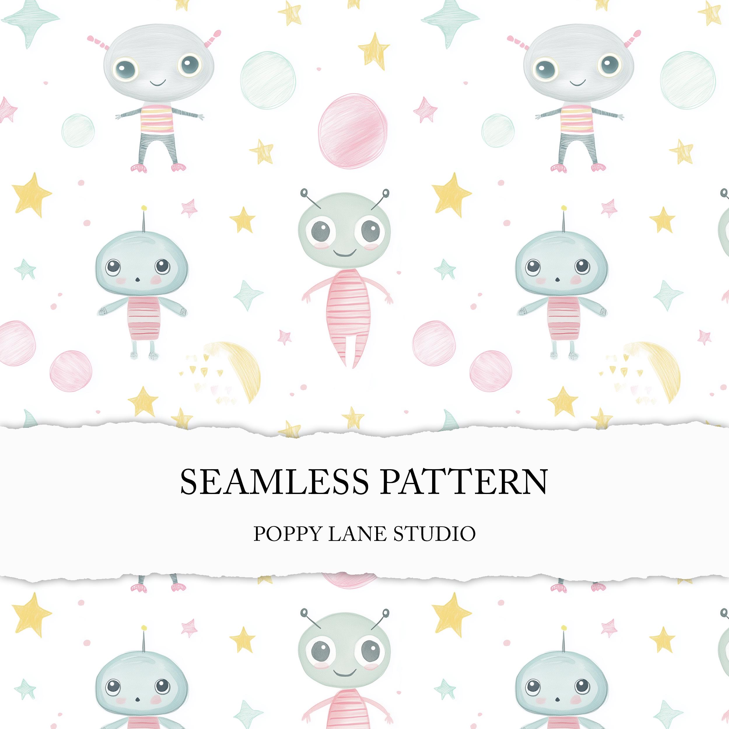 Pastel Alien Seamless Pattern, Cute Alien Background, Extra-terrestrial ...