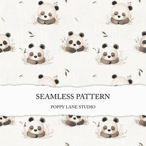 Fundo de panda sem costura, padrão de panda dormindo sem costura, tecido personalizado de animais asiáticos, papel de scrapbook de urso panda fofo, berçário sem costura