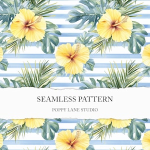 beachy hibiscus background, Hawaii seamless pattern, custom fabric hibiscus print, seamless beach file, tropical hibiscus surface pattern