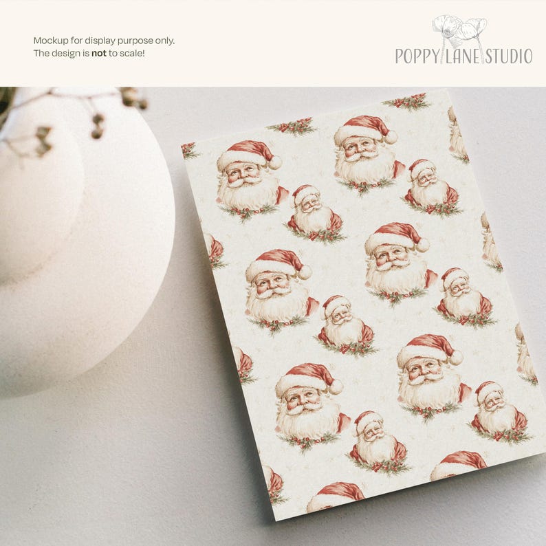 Subtle Santa Background Vintage Santa Background, Santa Claus Seamless Pattern, Old Fashioned ...