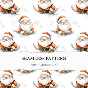 adorável fundo de Papai Noel, padrão fofo de Papai Noel sem costura, Natal minimalista, papel para impressão de Papai Noel, padrão de Papai Noel em aquarela, JPEG