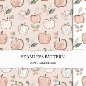blush pink apple seamless pattern, seamless apple print, cute apple background, watercolour apple digital paper, surface pattern, JPEG file
