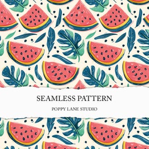 Boho Wassermelone Hintergrund, nahtlose Wassermelone Muster, sich wiederholendes Wassermelonen Design, Pastell Wassermelone digitales Papier, süßes Fruchtmuster
