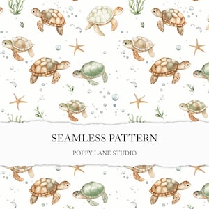 Joli motif tortue sans couture aquarelle, arrière-plan transparent tortue de mer, motif tortue sans couture, fond numérique tortue, fichier imprimable