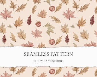 simple fall digital paper, minimalist autumn background, fall seamless pattern, fall leaves pattern, seamless autumn printable, fall colours