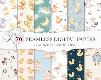 duck seamless pattern, duck digital paper, cute duck designs for kids, duckling background, commercial use, chick printable, seamless duck